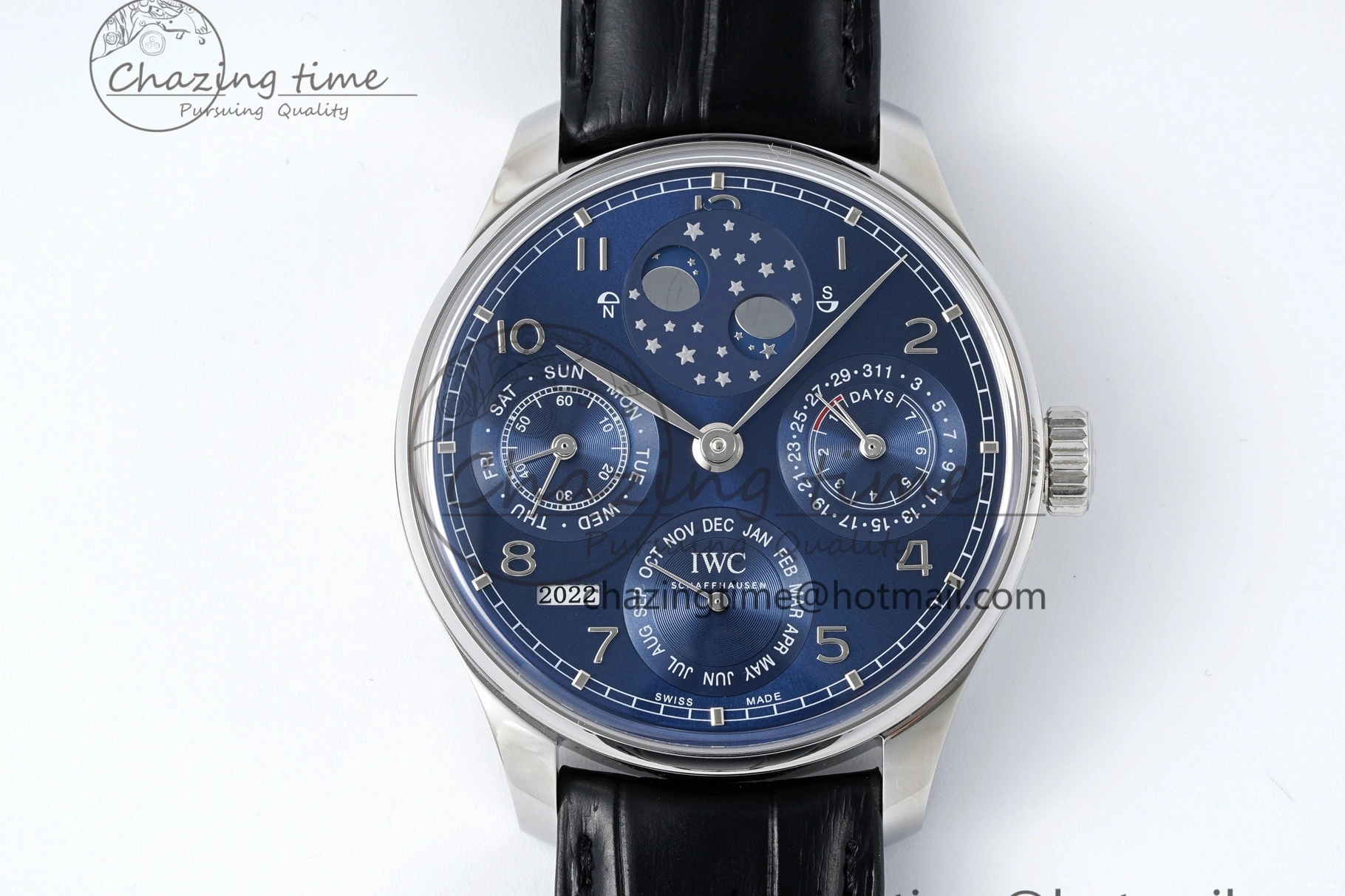 MIROTIME 0522 Bold Portugieser Perpetual Calendar SS 5033 APSF 1:1 Best Edition Blue Dial on Black Leather Strap A52610 Clone 7041